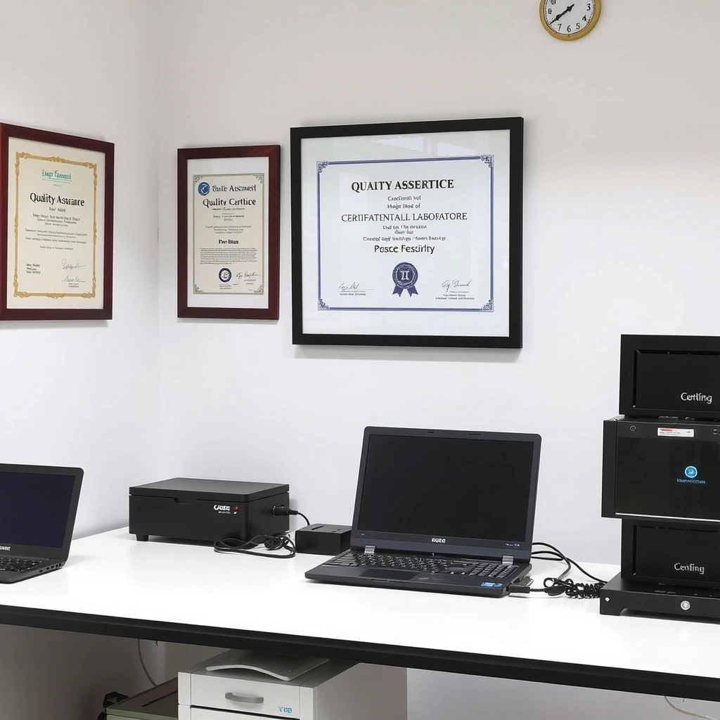 Professional certification testing laboratory with quality assurance documentation